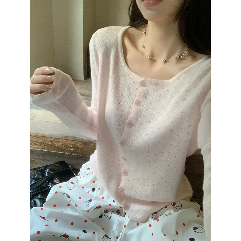 Womens Pure Cotton Knitted Cardigan