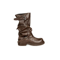 Womens Genuine Leather Height Increasing Slouch Boots