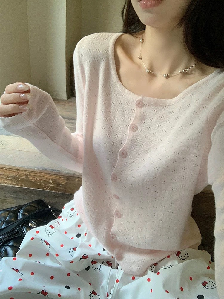 Womens Pure Cotton Knitted Cardigan
