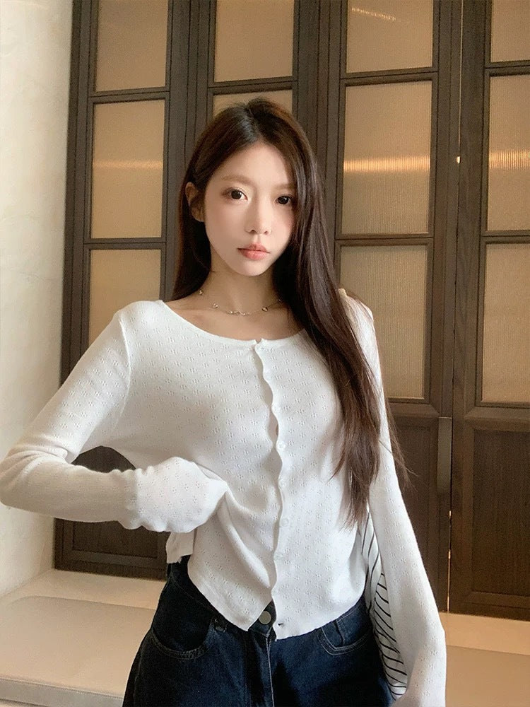 Womens Pure Cotton Knitted Cardigan